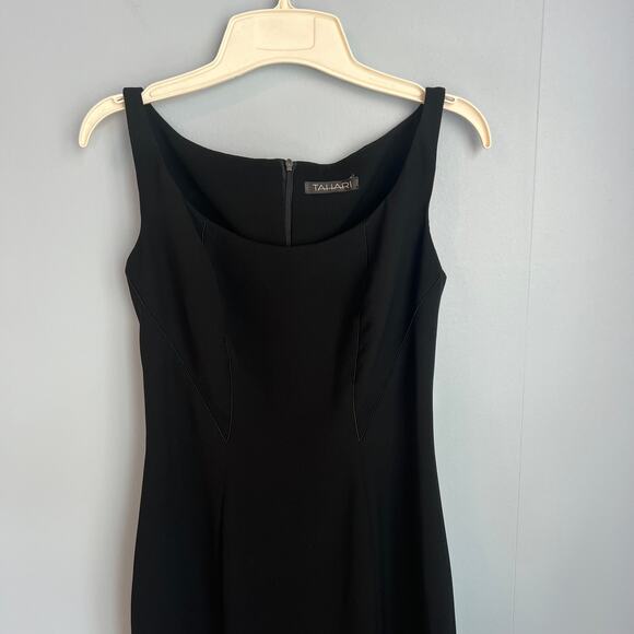 Tahari Long Black Evening Gown Dress with Slit Size 2 - Picture 3 of 16